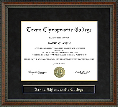 Texas Chiropractic College (TCC) Diploma Frame: Wordyisms