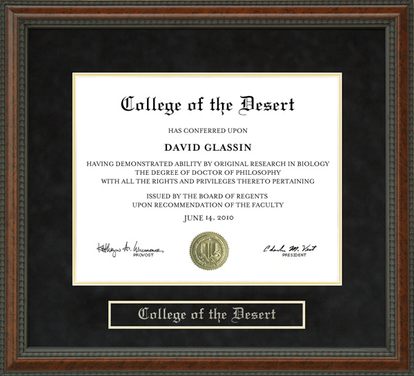 College of the Desert (COD) Diploma Frame Wordyisms