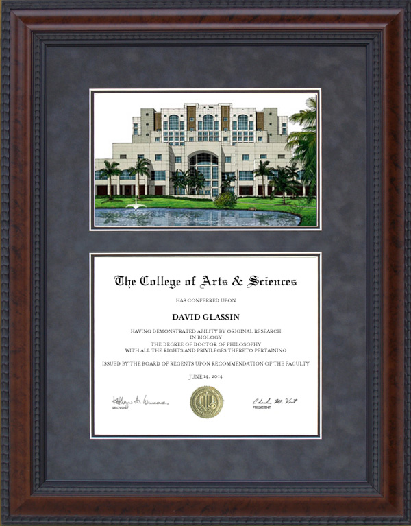 Diploma Frame with Florida International University (FIU) Lithograph