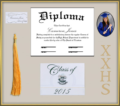 High School Diploma Frame - Gold Shadow Box