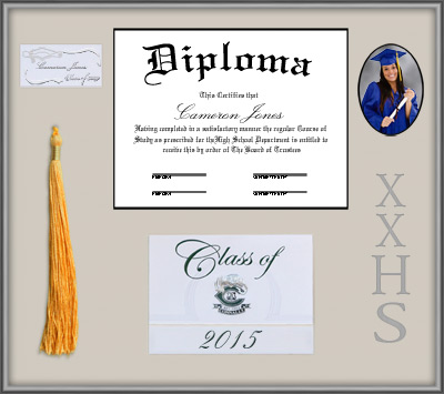 High School Diploma Frame - Silver Shadow Box