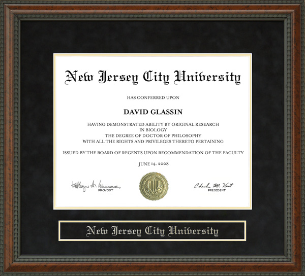 New Jersey City University (NJCU) Diploma Frame: Wordyisms