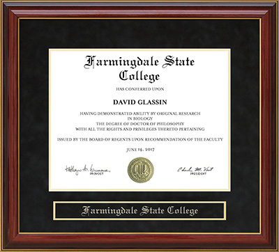 Farmingdale State College (SUNY) Mahogany Diploma Frame: Wordyisms