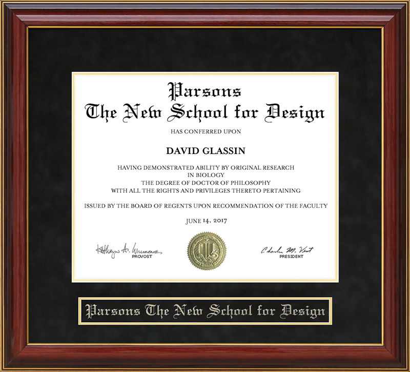 Parsons The New School for Design Mahogany Diploma Frame Wordyisms