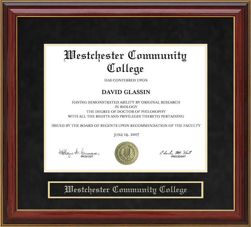 Westchester Community College Mahogany Diploma Frame: Wordyisms