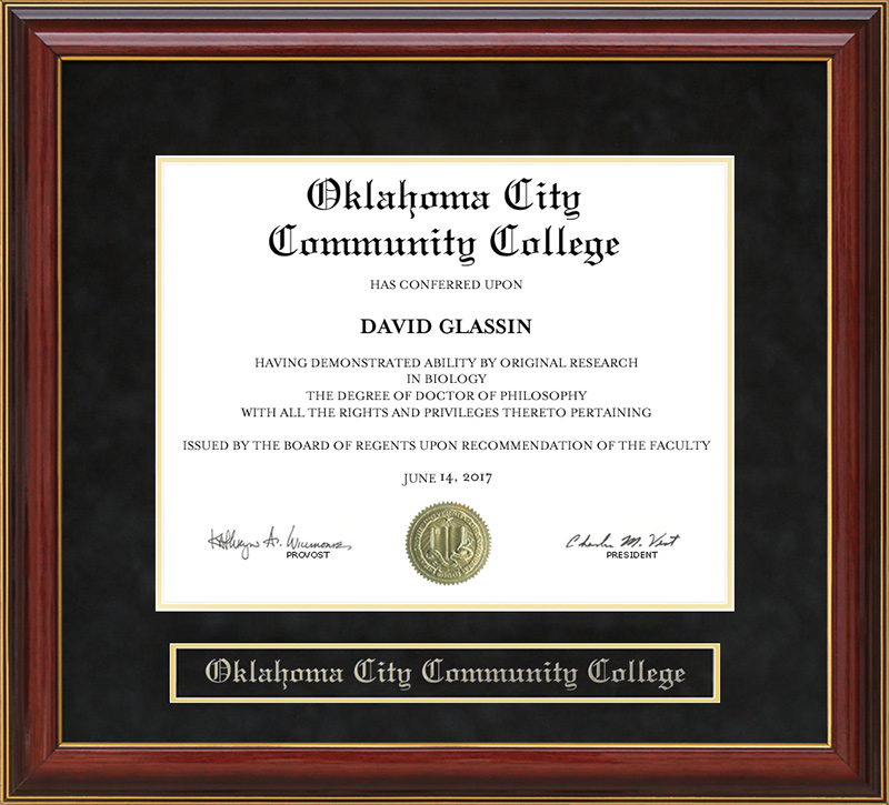 Oklahoma City Community College (OCCC) Mahogany Diploma Frame ...