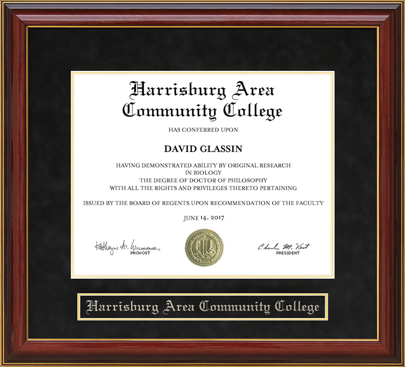 Harrisburg Area Community College (HACC) Mahogany Diploma Frame: Wordyisms