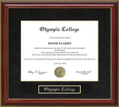 Olympic College Mahogany Diploma Frame: Wordyisms