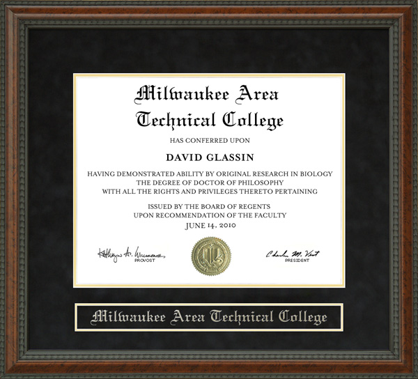 Milwaukee Area Technical College (MATC) Diploma Frame: Wordyisms