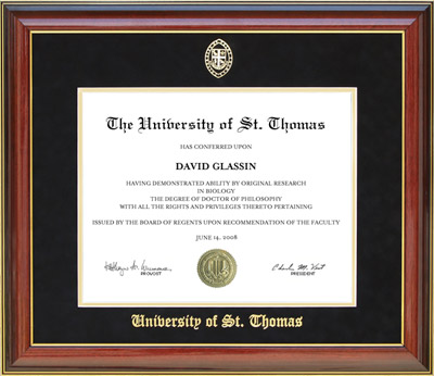 University of St. Thomas Diploma Frame with Gold Embossing: Wordyisms