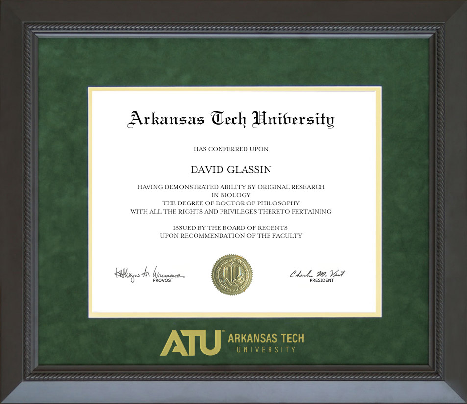 Arkansas Tech University Diploma Frame with Embossed UltraSuede Matting
