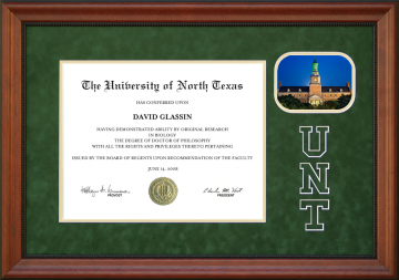 University of North Texas (UNT) Diploma Frame with Campus Photo