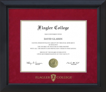 Flagler College Diploma Frame with Embossed UltraSuede Matting