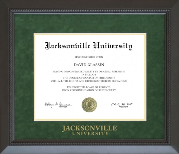 Jacksonville University Diploma Frame with Embossed UltraSuede Matting