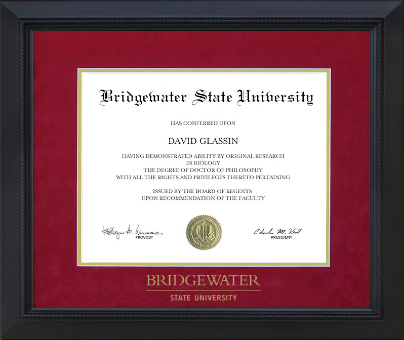 Bridgewater State University Diploma Frame with Embossed UltraSuede
