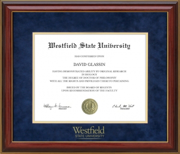 Westfield State University Diploma Frame with Embossed UltraSuede Matting