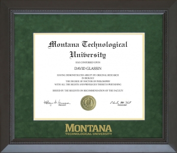 Montana Technological University (Montana Tech) Diploma Frame with Embossed UltraSuede Matting