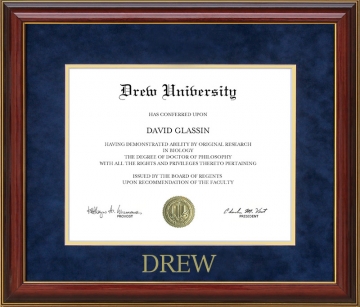 Drew University Diploma Frame with Ultrasuede Matting