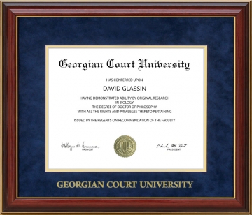 Georgian Court University Diploma Frame with Embossed UltraSuede Matting