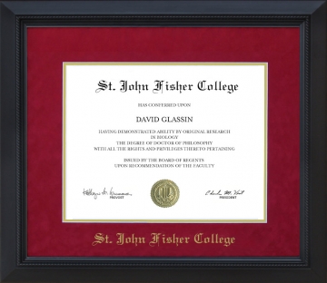 St. John Fisher College Diploma Frame with Embossed UltraSuede Matting