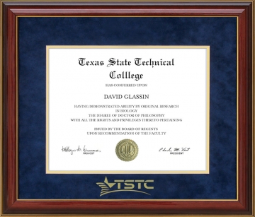 Texas State Technical College (TSTC) Classic Diploma Frame with Embossed Suede Mat