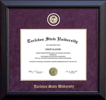 Tarleton State University Diploma Frame with Embossed School Seal