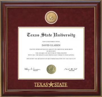 Texas State University Logo Diploma Frame with School Medallion