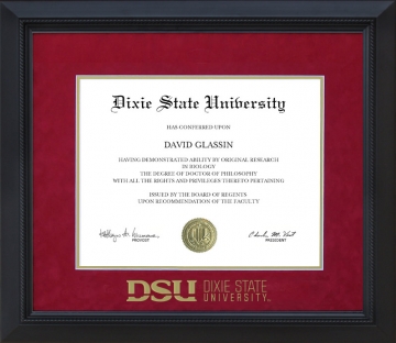 Dixie State University Diploma Frame with Embossed UltraSuede Matting