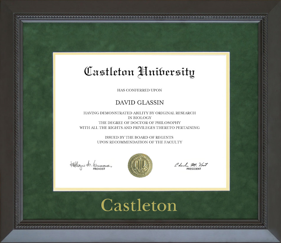 Castleton University Diploma Frame with Embossed UltraSuede Matting by