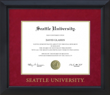 Seattle University Diploma Frame with Embossed UltraSuede Matting