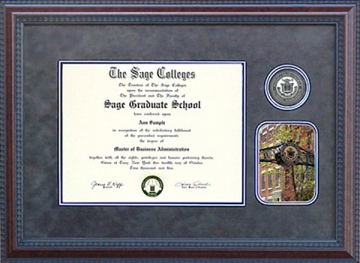 Russell Sage College Grey Suede Diploma Frame with Campus Photo