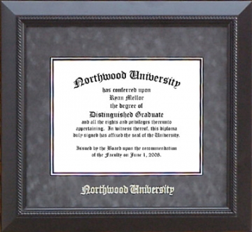 Northwood University Classic Diploma Frame in Grey Suede