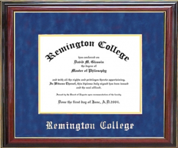 Remington College Classic Diploma Frame in Marine Blue Suede