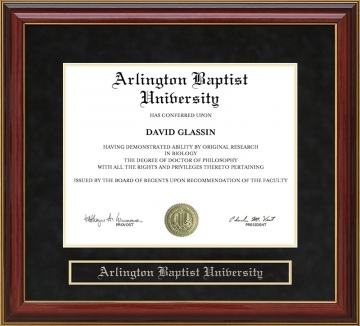 Arlington Baptist University Mahogany Diploma Frame