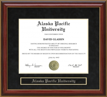 Alaska Pacific University (APU) Mahogany Diploma Frame