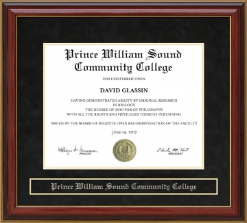 Prince William Sound Community College (PWSCC) Mahogany Diploma Frame