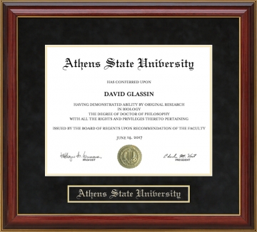 Athens State University Mahogany Diploma Frame