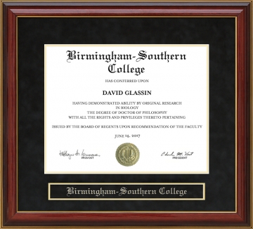 Birmingham-Southern College (BSC) Mahogany Diploma Frame