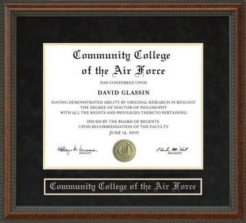 Community College of the Air Force (CCAF) Diploma Frame