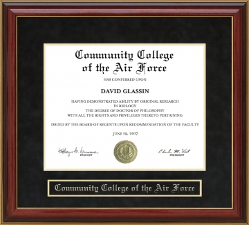 Community College of the Air Force (CCAF) Mahogany Diploma Frame