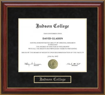 Judson College Mahogany Diploma Frame