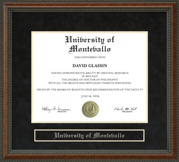 University of Montevallo Diploma Frame