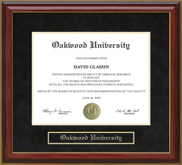 Oakwood University Mahogany Diploma Frame