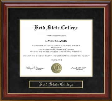 Reid State College (RSTC) Mahogany Diploma Frame