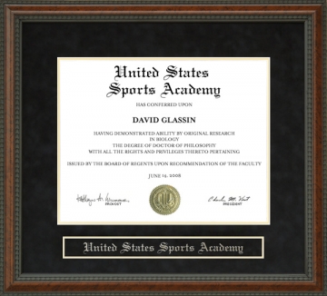 United States Sports Academy (USSA) Diploma Frame