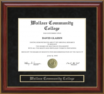 Wallace Community College Mahogany Diploma Frame