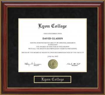 Lyon College Mahogany Diploma Frame