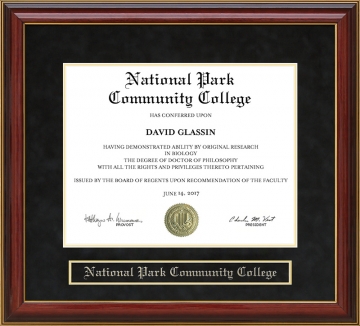 National Park Community College (NPCC) Mahogany Diploma Frame