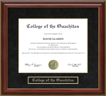 College of the Ouachitas Mahogany Diploma Frame