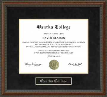 Ozarka College Diploma Frame